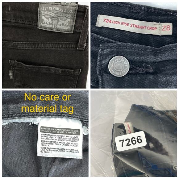 Levi’s 724 Women's High Rise Straight Leg Crop Jeans Size 28 Black Stretch - Picture 10 of 10